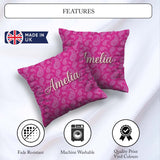Custom Name Elegant White Paisley Floral on Bright Pink Gradient Square Filled Cushion Throw Pillow Sofa Bed Home Decor Zip Washable UK Made