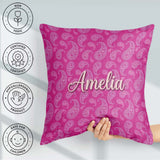 Custom Name Elegant White Paisley Floral on Bright Pink Gradient Square Filled Cushion Throw Pillow Sofa Bed Home Decor Zip Washable UK Made