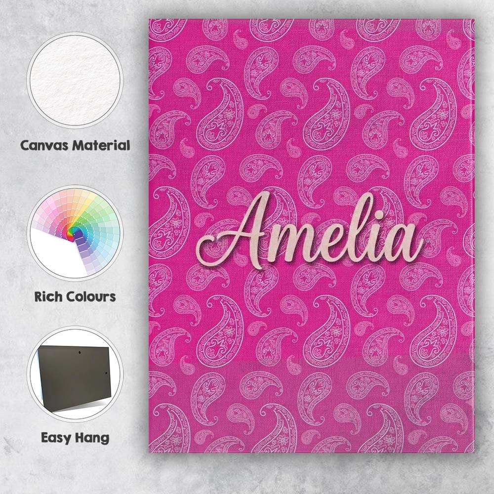 Personalised Name Elegant White Paisley Custom  Unique Gift Idea Modern Room Accent Canvas Wall Art Print Decor Picture Ready to Hang
