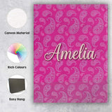 Personalised Name Elegant White Paisley Custom  Unique Gift Idea Modern Room Accent Canvas Wall Art Print Decor Picture Ready to Hang