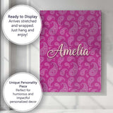 Personalised Name Classic White Paisley Custom  Modern Room Accent Elegant Feature Canvas Wall Art Print Decor Picture Ready to Hang