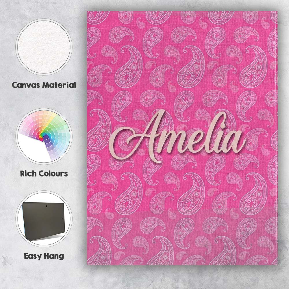 Personalised Name Elegant White Paisley Custom  Unique Gift Idea Modern Room Accent Canvas Wall Art Print Decor Picture Ready to Hang