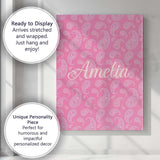 Personalised Name Soft White Paisley Floral Custom  Bespoke Interior Contemporary Canvas Wall Art Print Decor Picture Ready to Hang