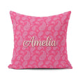 Custom Name Intricate White Paisley Motif on Rose Pink Gradient Square Filled Cushion Throw Pillow Sofa Bed Home Decor Zip Washable UK Made