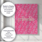 Personalised Name Intricate White Paisley Custom  Unique Gift Idea Elegant Feature Canvas Wall Art Print Decor Picture Ready to Hang