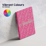 Personalised Name Intricate White Paisley Custom  Unique Gift Idea Elegant Feature Canvas Wall Art Print Decor Picture Ready to Hang