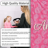 Intricate White Paisley Motif on Vibrant Rose Pink Gradient  Personalised Custom Name Super Soft Fleece Blanket Bed Sofa Throw