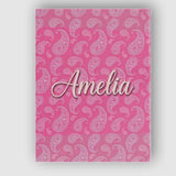 Personalised Name Classic White Paisley Custom  Modern Room Accent Elegant Feature Canvas Wall Art Print Decor Picture Ready to Hang