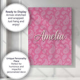 Personalised Name Classic White Paisley Custom  Modern Room Accent Elegant Feature Canvas Wall Art Print Decor Picture Ready to Hang