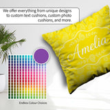 Custom Name Delicate White Paisley Design Golden Yellow Gradient Square Filled Cushion Throw Pillow Sofa Bed Home Decor Zip Washable UK Made