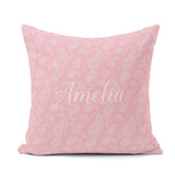 Custom Name Ornate White Motif on Soft Peach Background Seamless Square Filled Cushion Throw Pillow Sofa Bed Home Decor Zip Washable UK Made