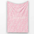 Ornate White Paisley Motif on Soft Peach Pink Background Seamless  Personalised Custom Name Super Soft Fleece Blanket Bed Sofa Throw