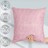 Custom Name Ornate White Motif on Soft Peach Background Seamless Square Filled Cushion Throw Pillow Sofa Bed Home Decor Zip Washable UK Made