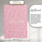 Ornate White Paisley Motif on Soft Peach Pink Background Seamless  Personalised Custom Name Super Soft Fleece Blanket Bed Sofa Throw