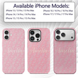 Ornate White Paisley Motif on Soft Peach Pink Custom Name Protective Phone Case Mobile Cover Durable Everyday Smartphone Shock Resistant