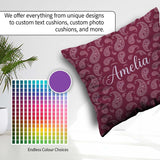 Custom Name Decorative White Paisley on Light Gradient Seamless Square Filled Cushion Throw Pillow Sofa Bed Home Decor Zip Washable UK Made