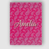 Personalised Name Stylish White Paisley Custom  Modern Room Accent Elegant Feature Canvas Wall Art Print Decor Picture Ready to Hang