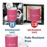Personalized Custom Name Elegant White Paisley Pattern Pink Backgrounds Name Cute Unique Gift 11oz Ceramic Coffee Tea Mug White Large Handle