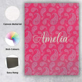 Personalised Name Elegant White Paisley Custom  Unique Gift Idea Modern Room Accent Canvas Wall Art Print Decor Picture Ready to Hang