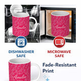 Personalized Custom Name Elegant White Paisley Pattern Rose Backgrounds Name Cute Unique Gift 11oz Ceramic Coffee Tea Mug White Large Handle