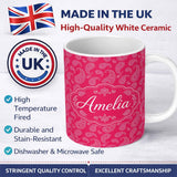 Personalized Custom Name Elegant White Paisley Pattern Rose Backgrounds Name Cute Unique Gift 11oz Ceramic Coffee Tea Mug White Large Handle