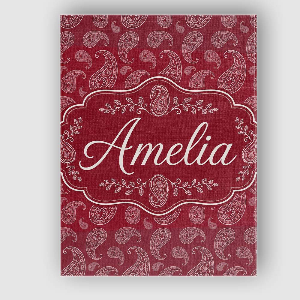 Personalised Name Elegant White Paisley Custom  Unique Gift Idea Modern Room Accent Canvas Wall Art Print Decor Picture Ready to Hang