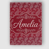 Personalised Name Elegant White Paisley Custom  Unique Gift Idea Modern Room Accent Canvas Wall Art Print Decor Picture Ready to Hang