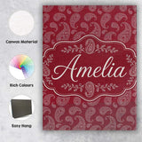 Personalised Name Elegant White Paisley Custom  Unique Gift Idea Modern Room Accent Canvas Wall Art Print Decor Picture Ready to Hang