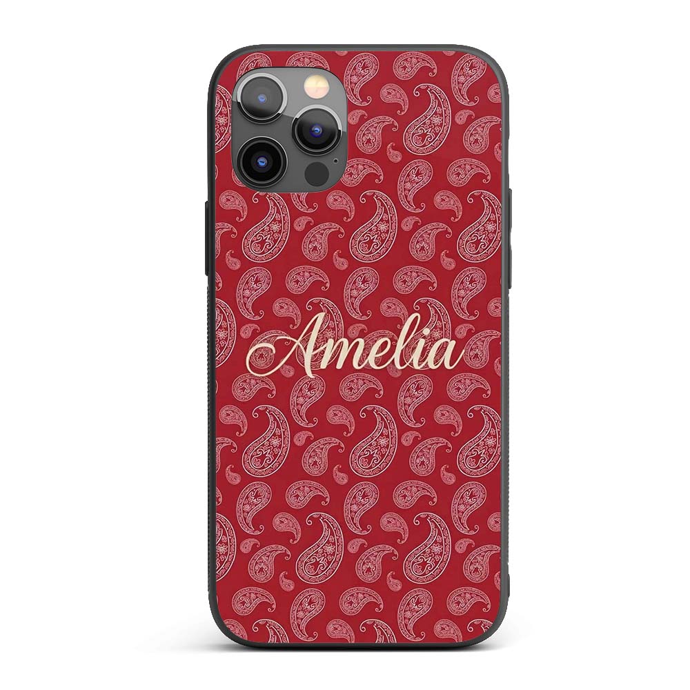 Elegant White Paisley Pattern Wine Backgrounds Custom Name Protective Phone Case Mobile Cover Durable Everyday Smartphone Shock Resistant
