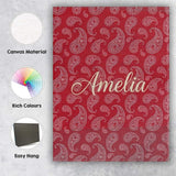 Personalised Name Elegant White Paisley Custom  Unique Gift Idea Modern Room Accent Canvas Wall Art Print Decor Picture Ready to Hang