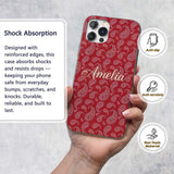 Elegant White Paisley Pattern Wine Backgrounds Custom Name Protective Phone Case Mobile Cover Durable Everyday Smartphone Shock Resistant
