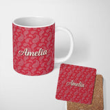 Personalized Custom Name Elegant White Paisley Pattern Deep Backgrounds Name Cute Unique Gift 11oz Ceramic Coffee Tea Mug White Large Handle