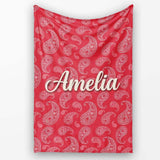 Elegant White Paisley Pattern Deep Backgrounds Name Cute Unique Gift  Personalised Custom Name Super Soft Fleece Blanket Bed Sofa Throw