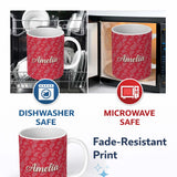 Personalized Custom Name Elegant White Paisley Pattern Deep Backgrounds Name Cute Unique Gift 11oz Ceramic Coffee Tea Mug White Large Handle