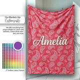 Elegant White Paisley Pattern Deep Backgrounds Name Cute Unique Gift  Personalised Custom Name Super Soft Fleece Blanket Bed Sofa Throw