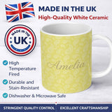 Personalized Custom Name Elegant White Paisley Pattern Gold Backgrounds Name Cute Unique Gift 11oz Ceramic Coffee Tea Mug White Large Handle