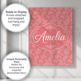 Personalised Name Elegant White Paisley Custom  Unique Gift Idea Modern Room Accent Canvas Wall Art Print Decor Picture Ready to Hang