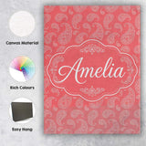 Personalised Name Elegant White Paisley Custom  Unique Gift Idea Modern Room Accent Canvas Wall Art Print Decor Picture Ready to Hang