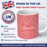 Personalized Custom Name Elegant White Paisley Pattern Blush Background Name Cute Unique Gift 11oz Ceramic Coffee Tea Mug White Large Handle