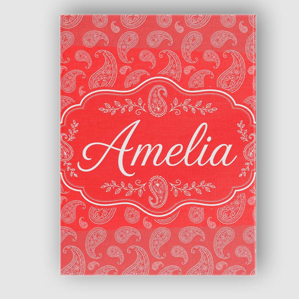 Personalised Name Elegant White Paisley Custom  Unique Gift Idea Modern Room Accent Canvas Wall Art Print Decor Picture Ready to Hang