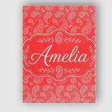 Personalised Name Elegant White Paisley Custom  Unique Gift Idea Modern Room Accent Canvas Wall Art Print Decor Picture Ready to Hang