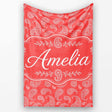 Elegant White Paisley Pattern Pink Background  Cute  Personalised Custom Name Super Soft Fleece Blanket Bed Sofa Throw