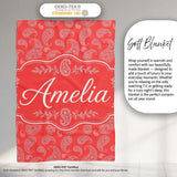 Elegant White Paisley Pattern Pink Background  Cute  Personalised Custom Name Super Soft Fleece Blanket Bed Sofa Throw