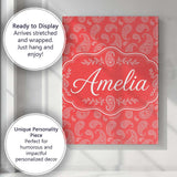 Personalised Name Elegant White Paisley Custom  Unique Gift Idea Modern Room Accent Canvas Wall Art Print Decor Picture Ready to Hang