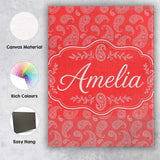 Personalised Name Elegant White Paisley Custom  Unique Gift Idea Modern Room Accent Canvas Wall Art Print Decor Picture Ready to Hang