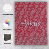 Personalised Name Elegant White Paisley Custom  Unique Gift Idea Modern Room Accent Canvas Wall Art Print Decor Picture Ready to Hang