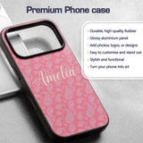 Elegant White Paisley Pattern Soft Pink Gradient Custom Name Protective Phone Case Mobile Cover Durable Everyday Smartphone Shock Resistant
