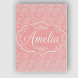 Personalised Name Elegant White Paisley Custom  Unique Gift Idea Modern Room Accent Canvas Wall Art Print Decor Picture Ready to Hang