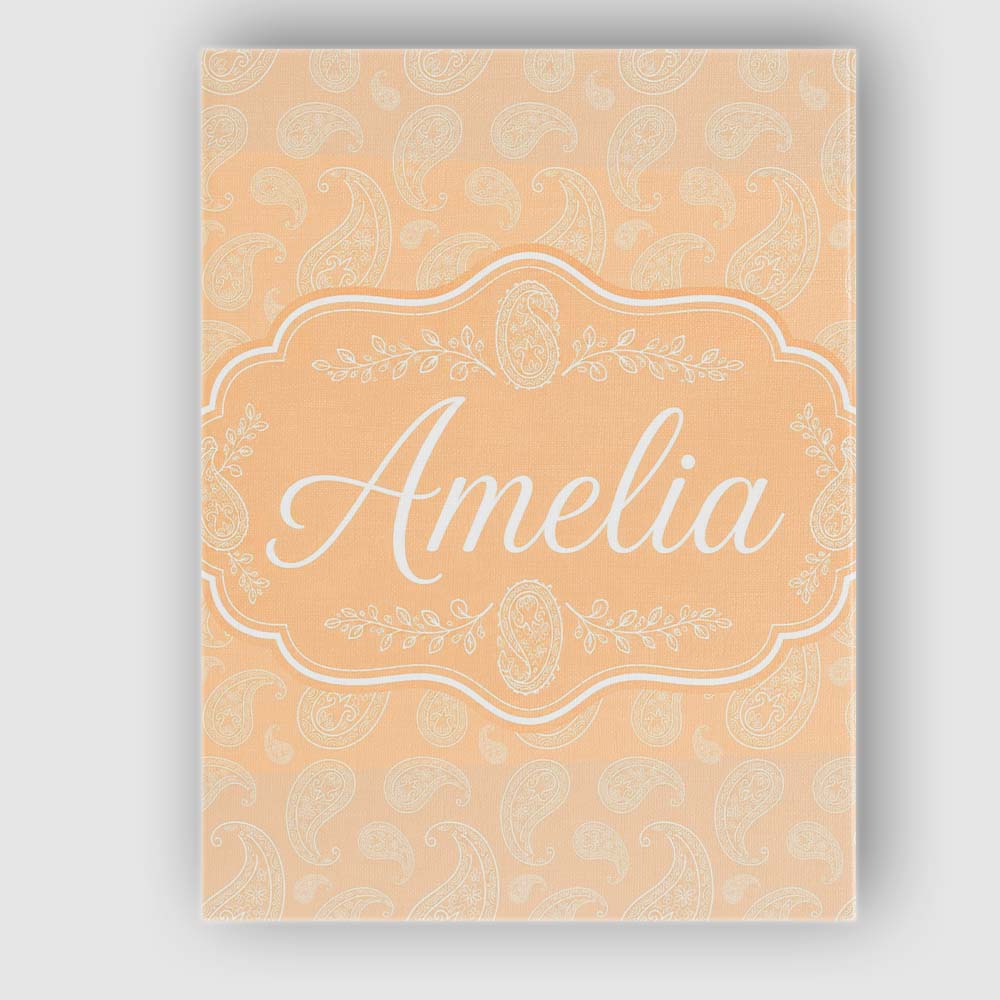 Personalised Name Elegant White Paisley Custom  Unique Gift Idea Modern Room Accent Canvas Wall Art Print Decor Picture Ready to Hang