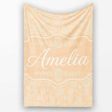 Elegant White Paisley Pattern Beige Gold Gradient Background  Personalised Custom Name Super Soft Fleece Blanket Bed Sofa Throw